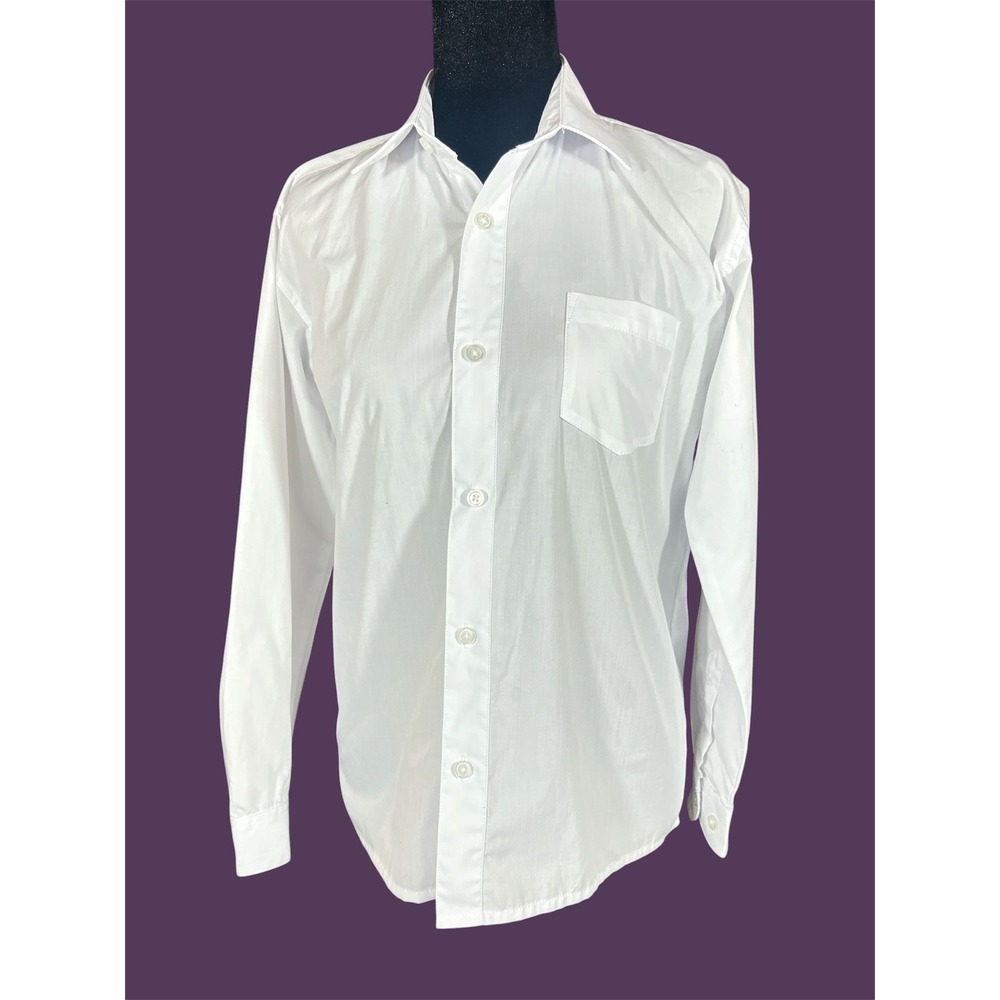 BJK Collection White Long Sleeve Button Down Dress Shirt Size 12 Boys Mens XS